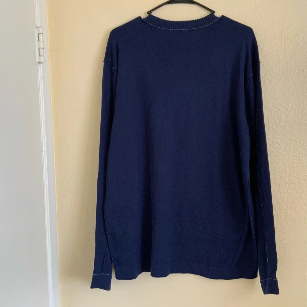 Raffi Sweater‎ Mens XL Indigo Wool/Cotton/Cashmere Pullover Crew Neck